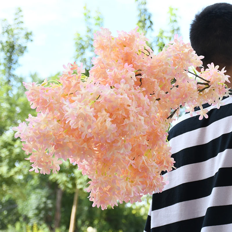 

Artificial Lilac Flower Arrangement Wedding Road Lead Fake Cherry Blossom Tree Branches Home Hotel Christmas Party Decorations