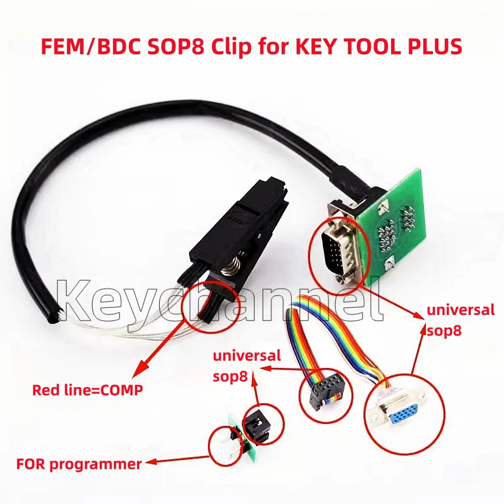 

Keychannel FEM BDC адаптер Универсальный зажим SOP8 для Xhorse Key Tool Plus VVDI PROG CGDI ACDP для x1 x3 x5 x6 3 серии Key Program