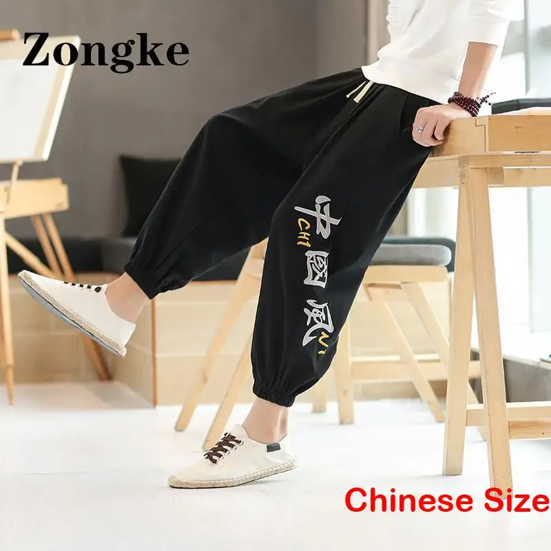 

Zongke Linen Embroidery Men's Clothes Work Wear Sweatpant Sport Pants for Man Dropshipping Mens Joggers Harajuku 5XL 2023 Spring
