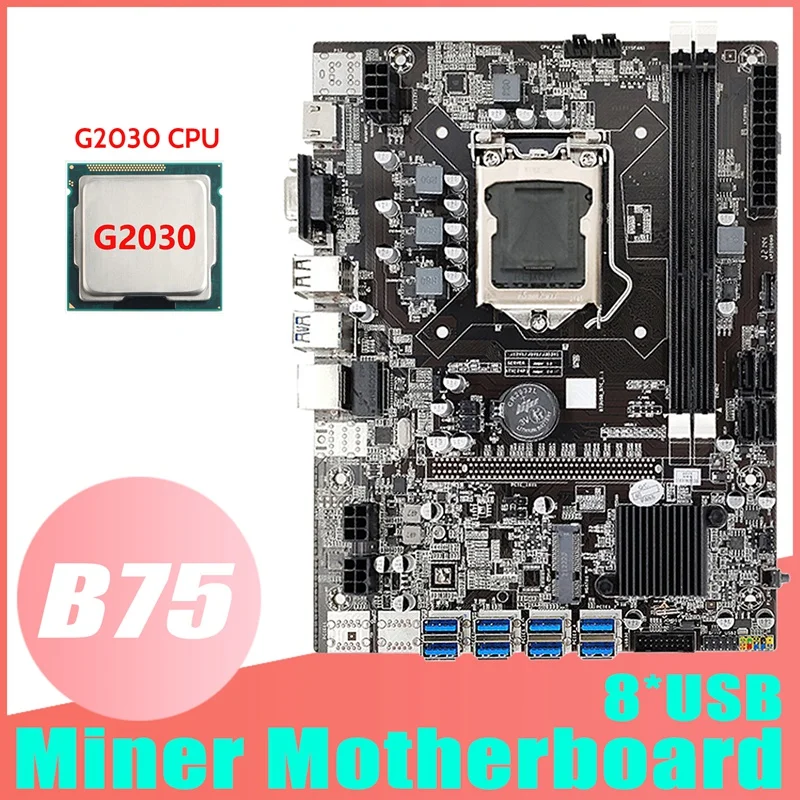 

Материнская плата для майнинга B75 ETH + процессор G2030 8xpcie к USB LGA1155 MSATA DDR3 USB 3,0 B75 USB BTC, материнская плата для майнинга