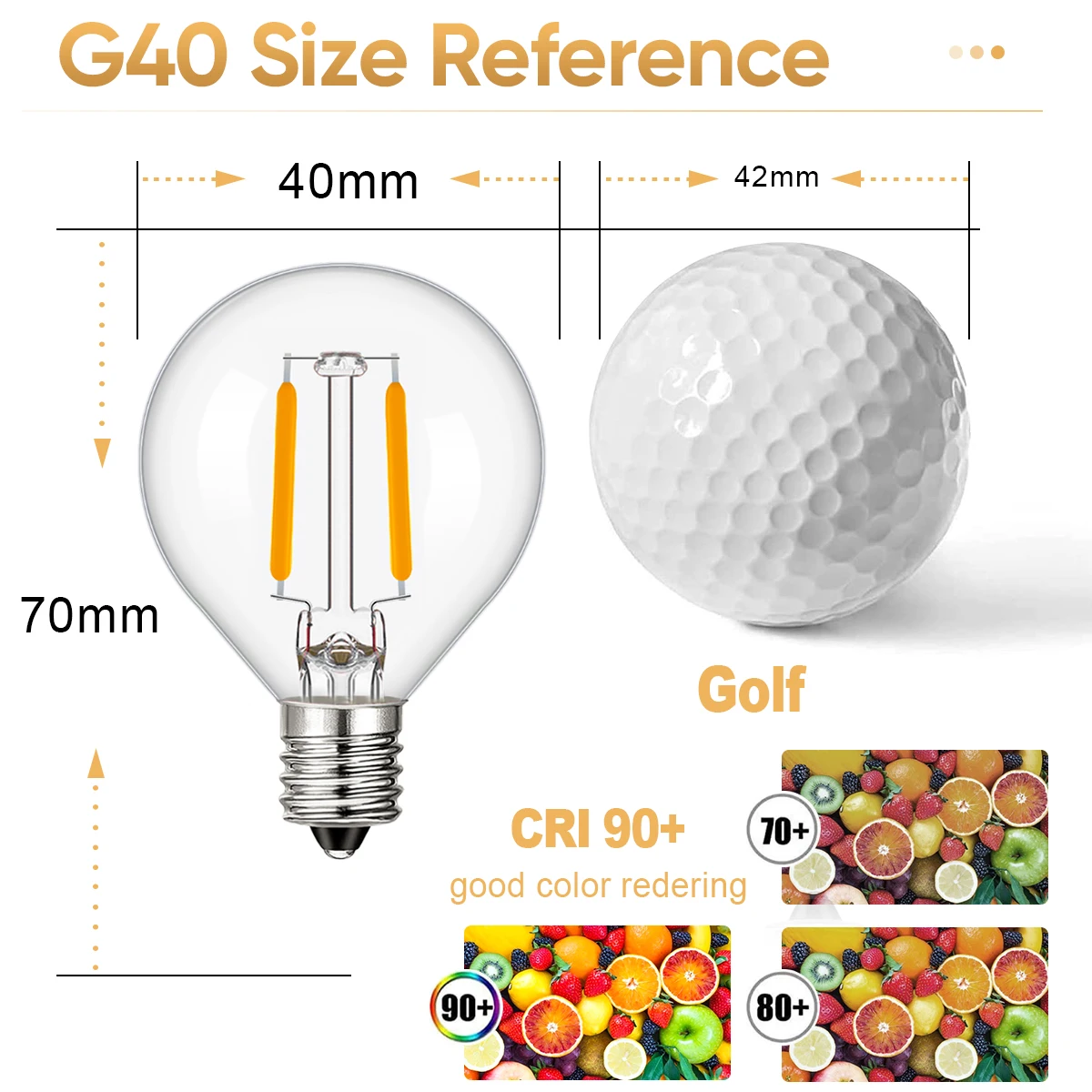 Лампочка 6PCS Globe G40 Led E12 E14 220V 1.5W с регулируемым светом накаливания заменяет лампы для внутренней и внешней свадебной вечеринки (art.: 3920c7d64201a) - 3920c7d64201a