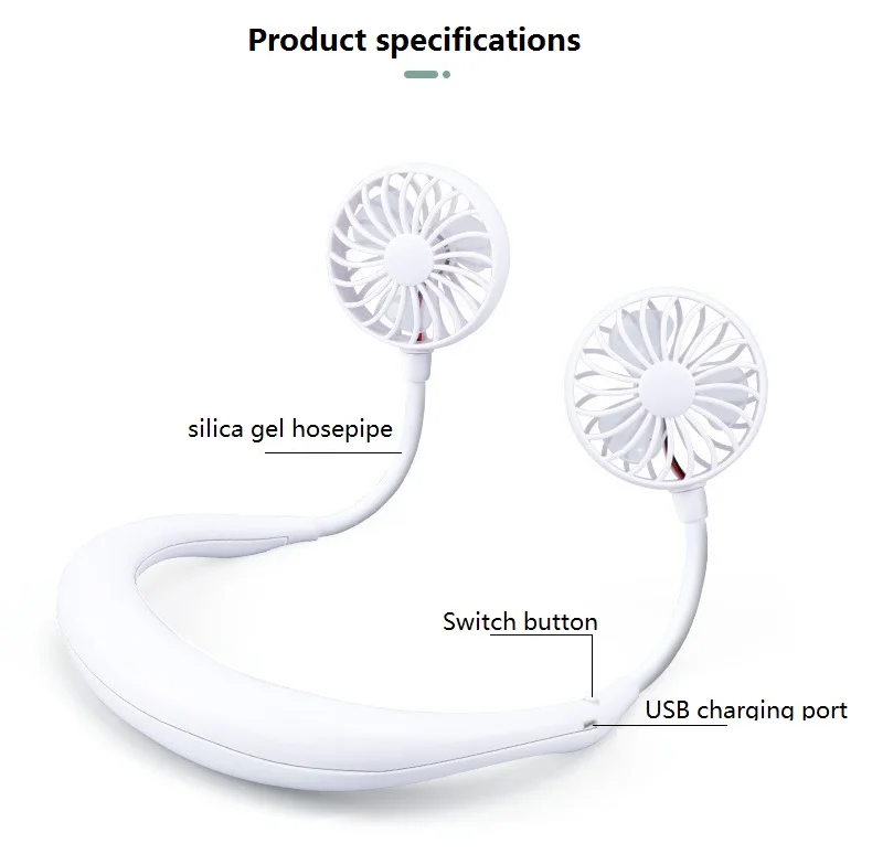 Портативный Складной вентилятор 2021 с креплением на шею и двумя вентиляторами