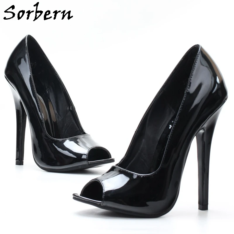 Туфли-лодочки женские на высоком каблуке 13-15 см без застежки с открытым носком |