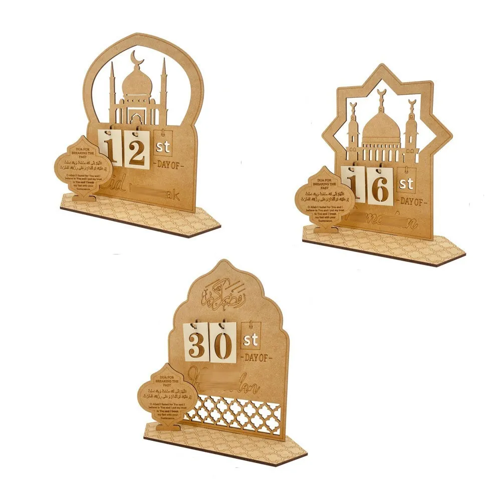 

2023 Ramadan Countdown Calendar Eid Mubarak Wooden Ornament Ramadan Kareem Decoration Islam Muslim Party Decor EID Al Adha Gifts