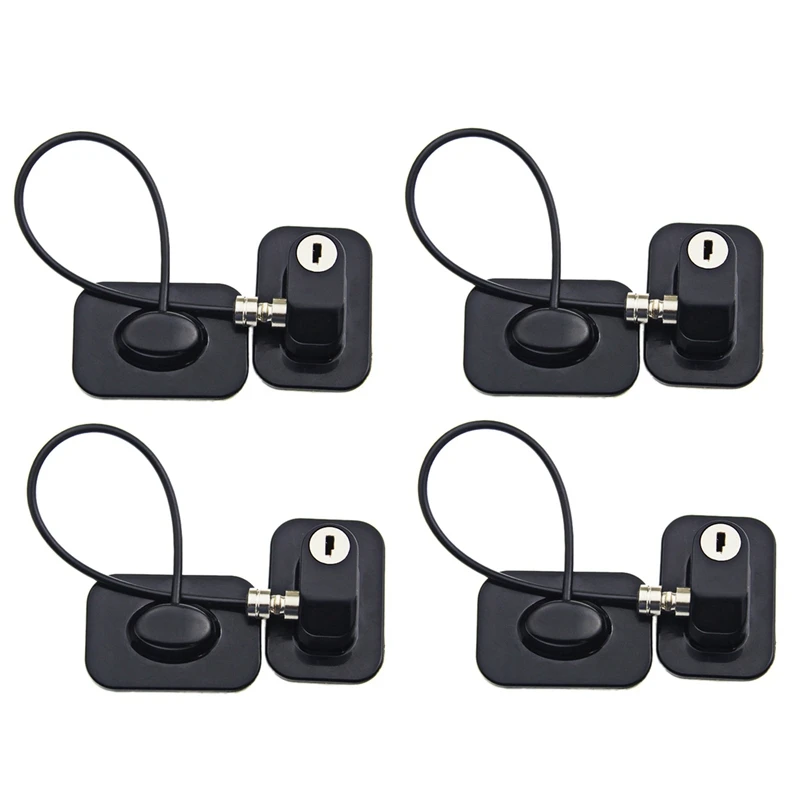 

4X Baby Safety Window Restrictors With Safety Lock Cable,No Screws Required To Avoid Damage And Protect The Safety,Black