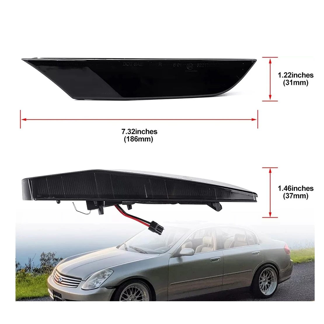 

1 пара дымчатых светодиодных передних боковых габаритных фонарей, белая лампа-индикатор 26180AL520 26185AL520, подходит для Infiniti G35, седан, 4-дверный, 2003-2006 гг.