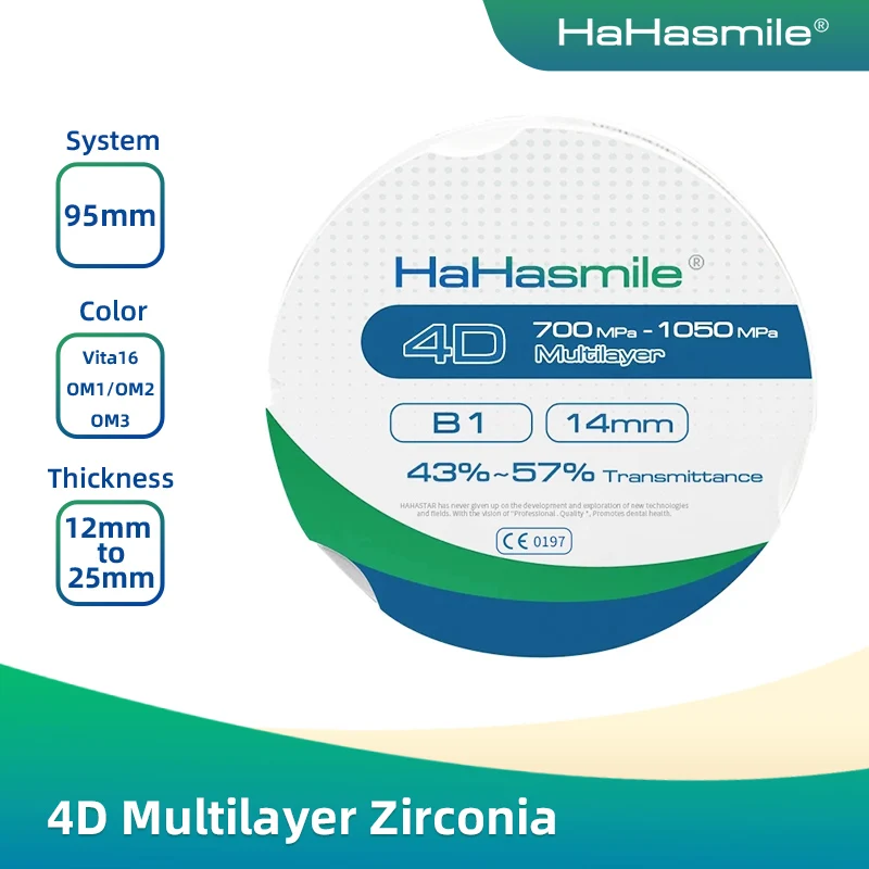 

HaHasmile 4D-Multilayer Ceramic Dentures Odontologia 95-B1 Fixed Odontologia Restoration Material Multilayer Zirconia Blocks