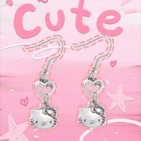 sanrioed anime stud earrings kawaii necklace hello kt cartoon character earpin accessories cute beauty fairy jewelry decoration