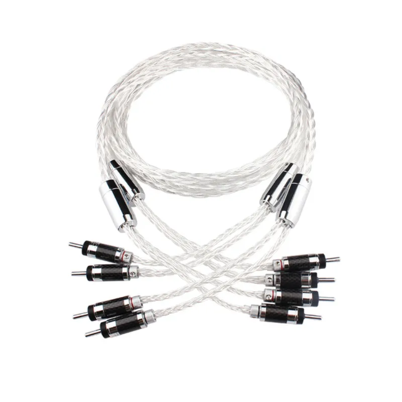 

Audiophile Speaker Cable 8AG Silver-Plated High Performance 7N OCC Audio Wire With Banana Plug Amplifier Loudspeaker Cables