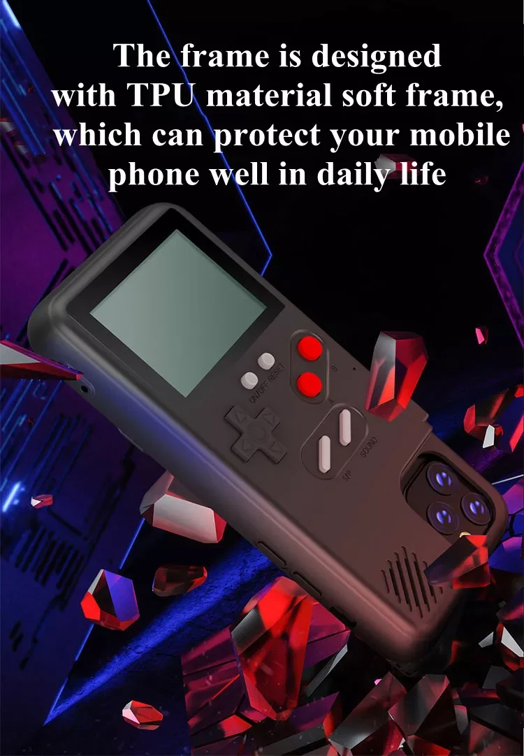 

2023 Full Color Display 36 Game phone Case For iPhone 13 12 11 Pro MAX TPU Frame gameboy cover for iPhone12 PRO Mini power bank