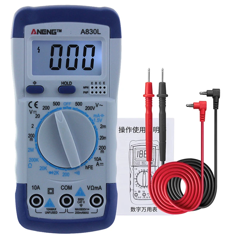 

LCD Digital Multimeter AC DC Voltage Diode Freguency Multitester Current Tester Luminous Display with Buzzer Function