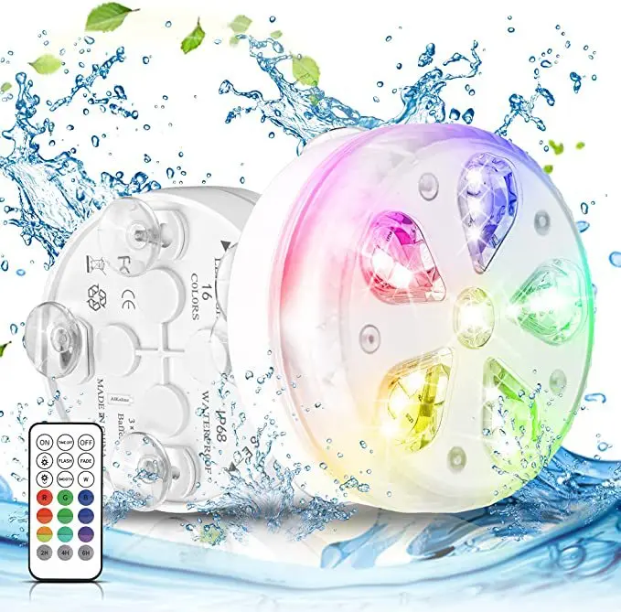 LED Swimming Pool Lamp RGB Underwater Lamp Lighting Outdoor Suction Cup Magnet Wireless Remote Control Waterproof Diving Lamp