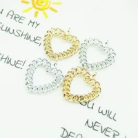 10pcslot new heart gold color imitation chain hollow heart shape charms 2730mm earring making diy accessories