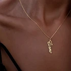 Индивидуальное ожерелье с вертикальной табличкой с именем, ожерелье с о-образной цепью, персонализированное ожерелье из нержавеющей стали для девочек, ювелирные изделия