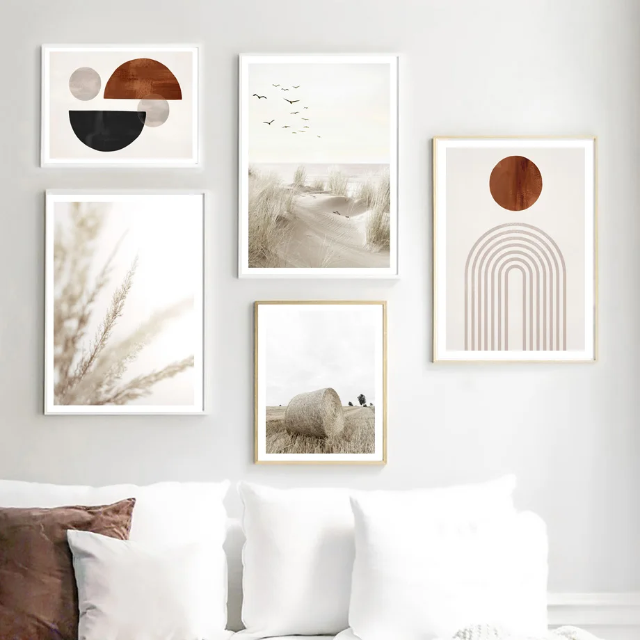 

Boho Geometry Sun Meadow Beach Bird Grass Wall Art Canvas Painting Nordic Posters And Prints Wall Pictures For Living Room Decor