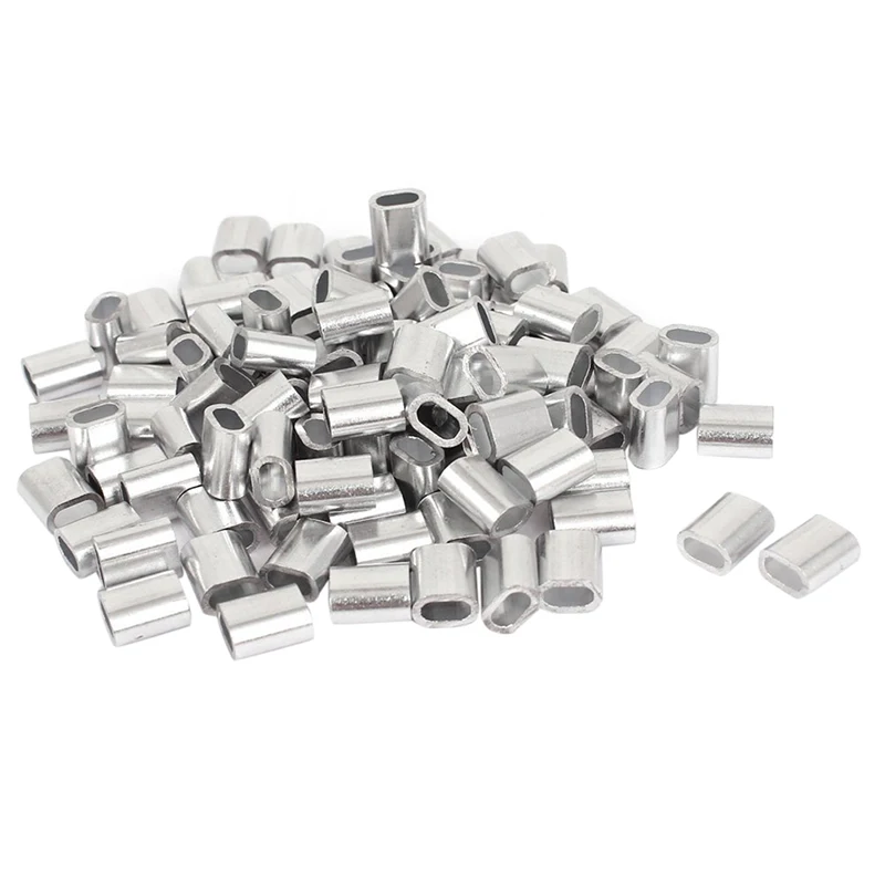 

2.5Mm Single Hole Wire Rope Aluminum Sleeves Clip Cable Crimps 100Pcs