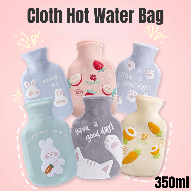 

Tummy Warmers Hot Water Bottle with Soft Cover Rubber Cartoon Warm Safe Heat Cold Large Plush Cloth Hot Water Bag Gift for Girls