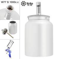w77 1000ml stainless steel car paint spray gun pot with 38 inch air inlet and 35 inch screw thread connector for automotives
