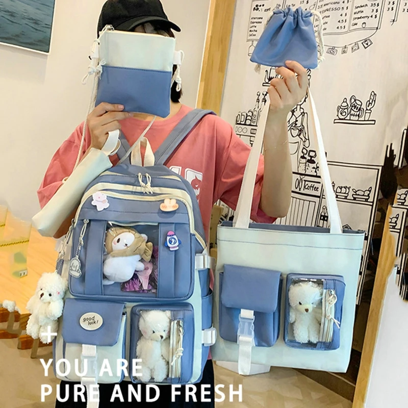 Girls Backpack School Bags For Teenage Girls Multi Pockets New Cartoon Backpack Women Harajuku Cute Kids Backpack