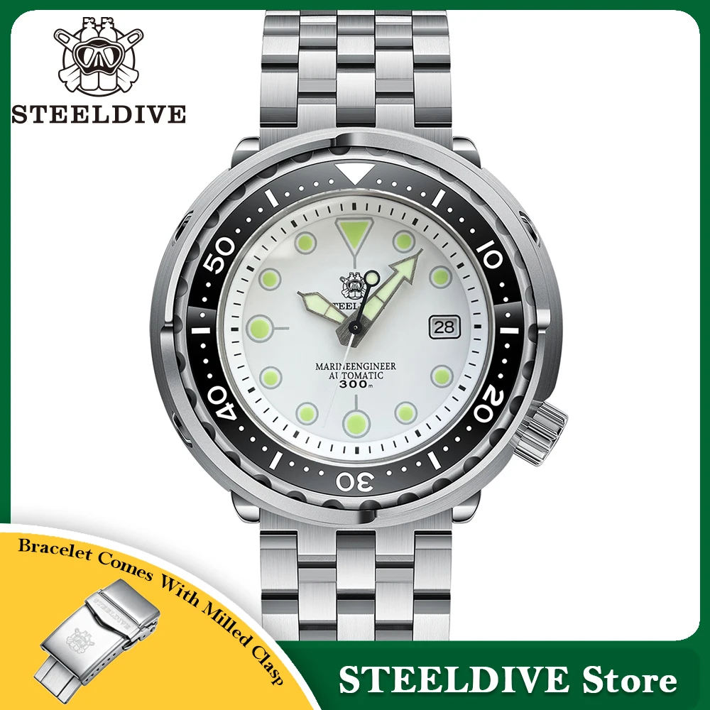 Steeldive SD1975 белые механические часы для дайвинга