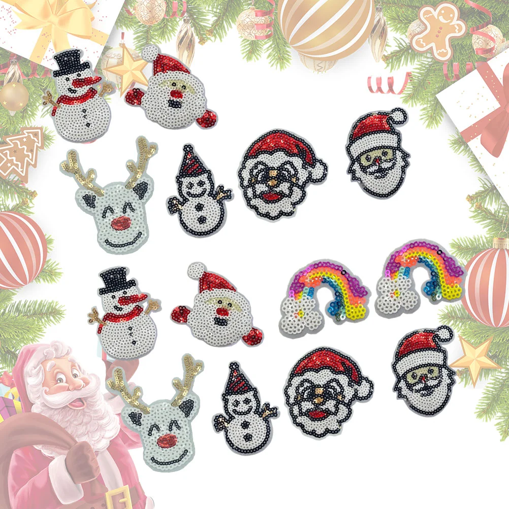 

Christmaspatch Appliqueiron Clothes Claus Embroidered Embroidery Sew Badges Santa Cloth Stickers Snowman Jackets Fashion Ironing