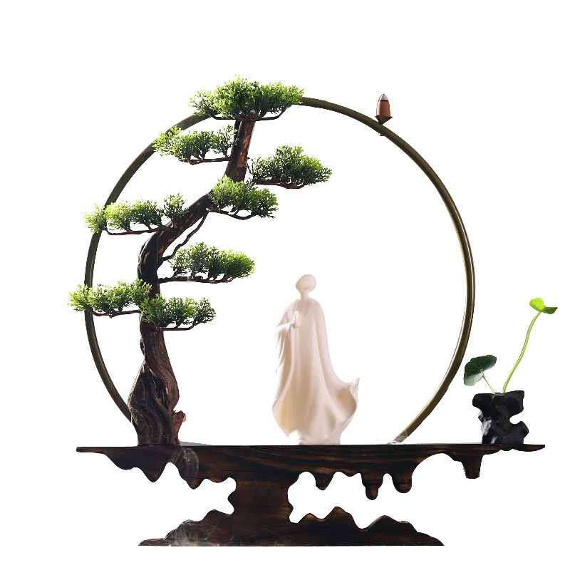 

Large Incense Burner Chinese Style Wood Ceramic Backflow Incense Burner Oil Burner Room Fragrance Perfume Home Decor DA60XXL