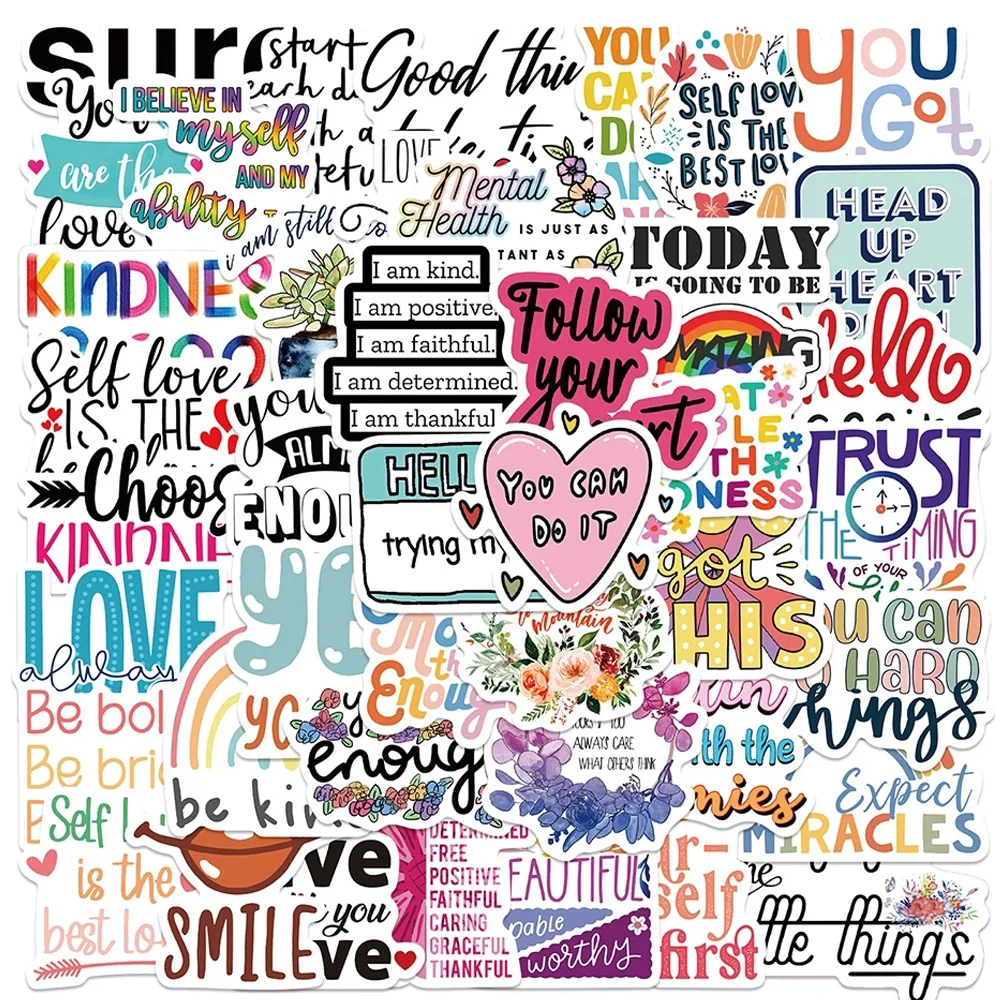 

10/30/50PCS Inspirational English Phrase Cartoon Graffiti Stickers Scrapbook Laptop Luggage DIY Waterproof Sticker Decal Kid Toy
