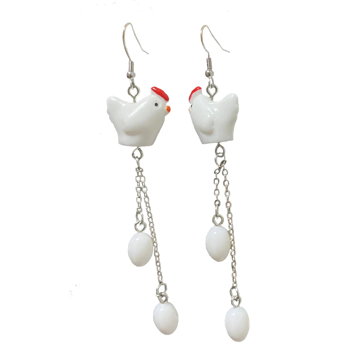 1 пара интересных специальных сережек в виде куриных яиц 3D Смола