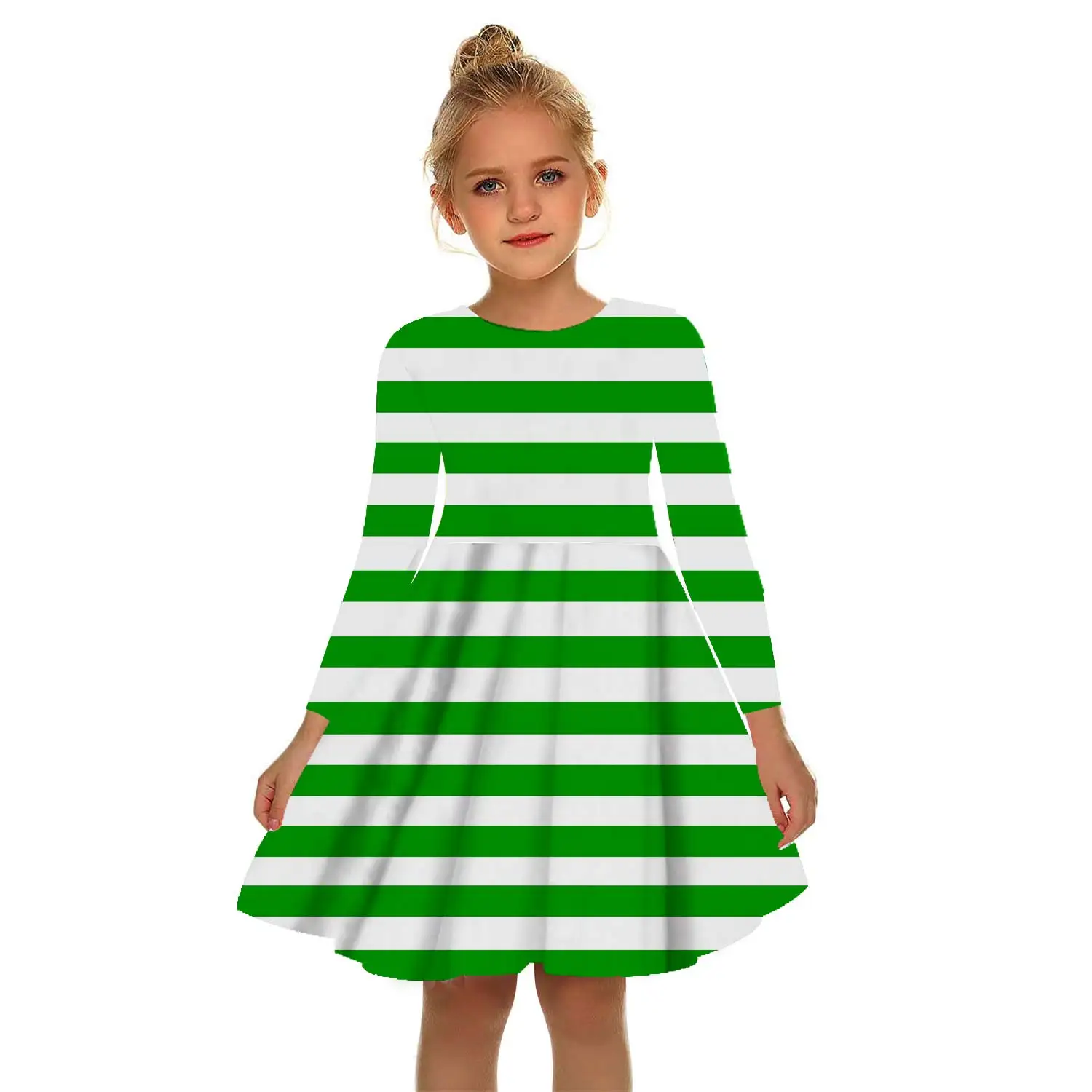 

3D Print Stripe Dress Girls Color Dress White Girl Princess Dress Irregular Tutu 2-17Y Pink Children Leisure kid Summer Dresses