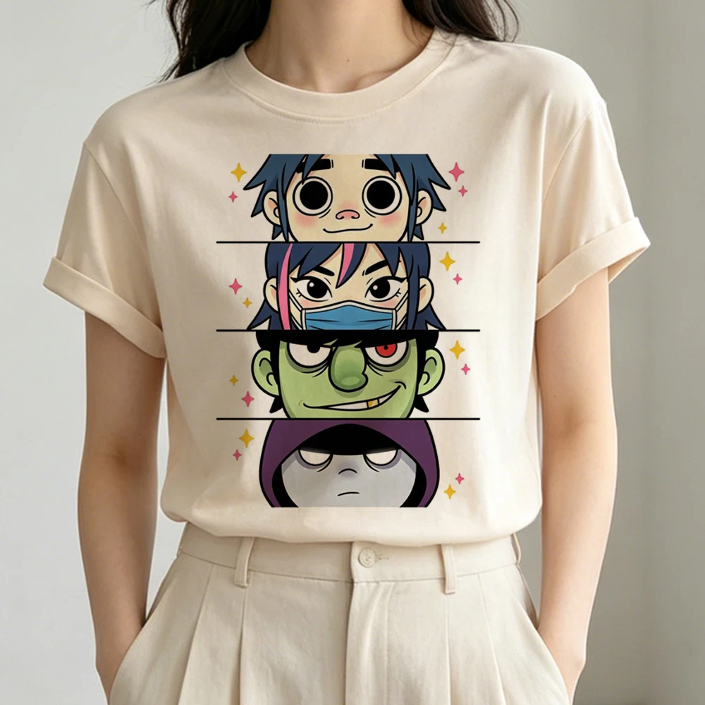 Фото Футболки Gorillaz для женщин: милые, эстетичные, в стиле Харадзюку, для вечеринок, с мемами, распродажа, дешево, эмо-стиль №4