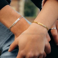 stainless steel lettering diy custom bracelet for women men couple name lettering square cuban chain bracelets fashion jewelry