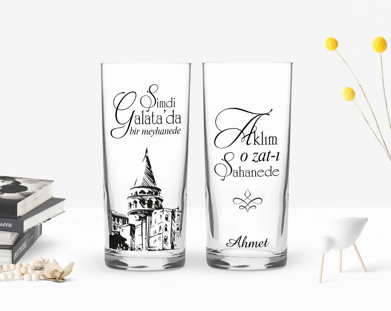 

Персонализированные Цветные принты сейчас Galata'da дизайн двойной Arrack чашки Seti-1