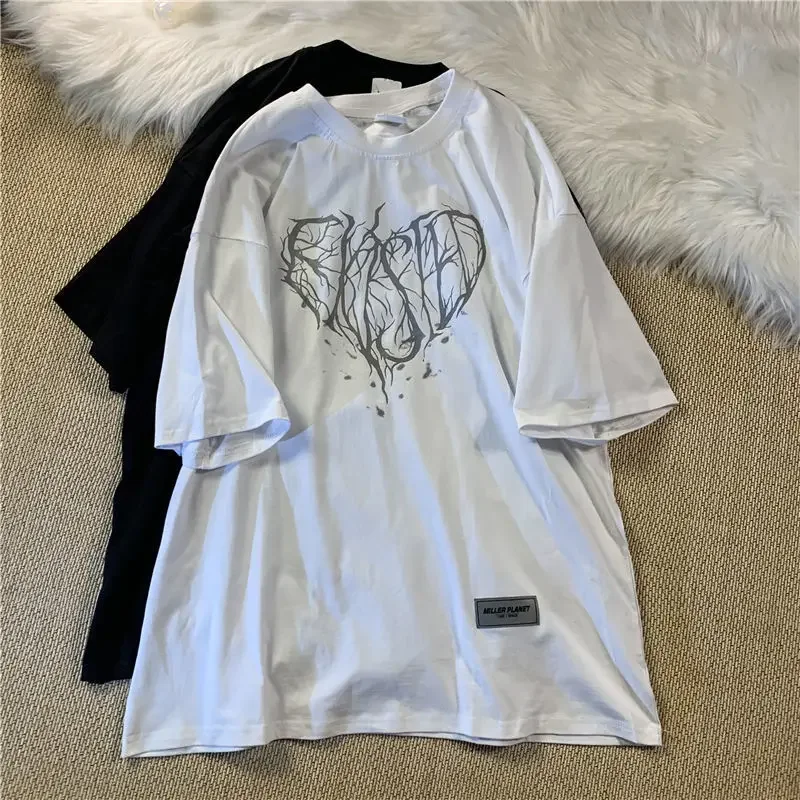 Футболка женская с принтом Love свободная брендовая рубашка коротким рукавом