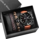 New Brown Watch Bracelet Set Vintage Bracelets Simple Dial Leather Strap Elegant Quartz Wristwatch Gift Box Birthday for Husband Other Image