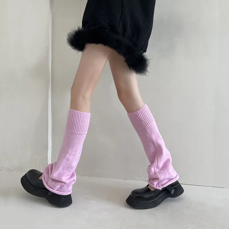 

Cable Jk Cute Cuffs Japanese Lolita Knit Socks Striped Warmer Punk Flared Leg Warmers Socks Boot Harajuku Socks Long Pink Winter