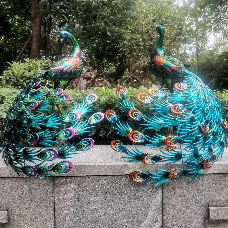

Hot Sale Solar Lights Peacock Statues Garden Decoration Outdoor Lamp Hollow Figurine Path Lawn Metal Sculpture Decor With Lights