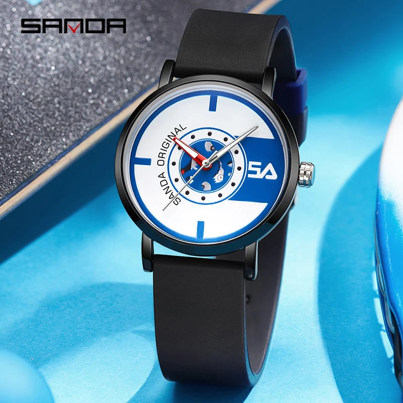 

Часы наручные SANDA Женские кварцевые, модные спортивные водонепроницаемые повседневные с силиконовым ремешком, в стиле унисекс