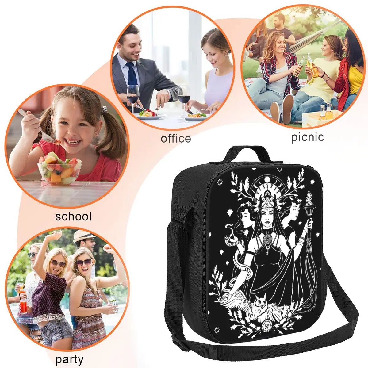 Изолированная сумка для обеда Hekate Triple Goddess на заказ пикника открытом воздухе