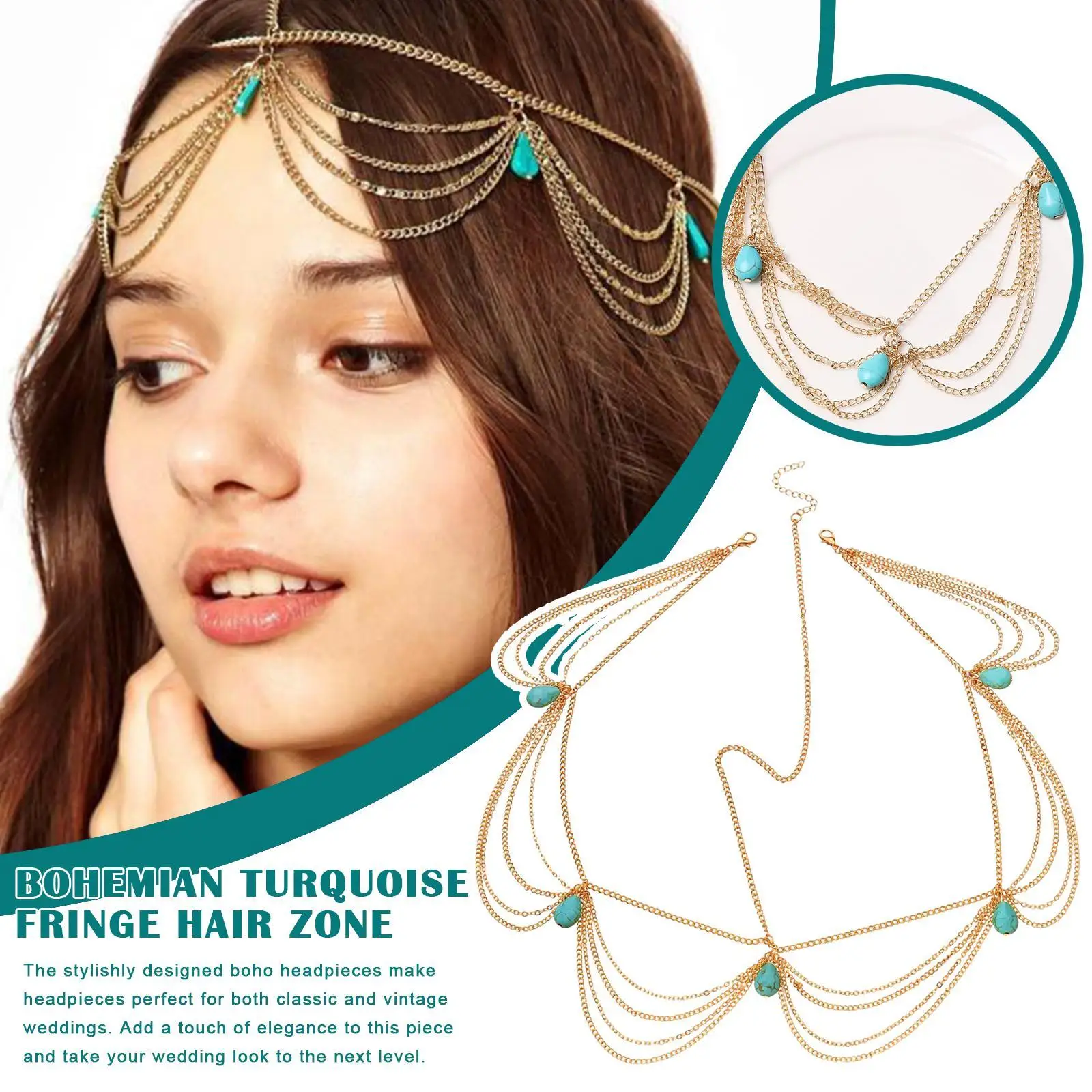 

New Fashion Vintage Hair Ornaments Chain Tassel Jewelry Headwear Tassel Hairpin High Sense Temperament Dirty Braided Hairband