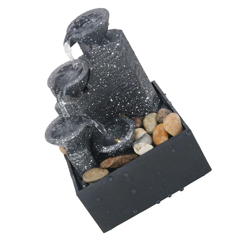 

Tabletop Water Fountain Stacked Rocks Indoor Waterfall Battery Powered Artificial Silent Rockery Water Landscape Figurine