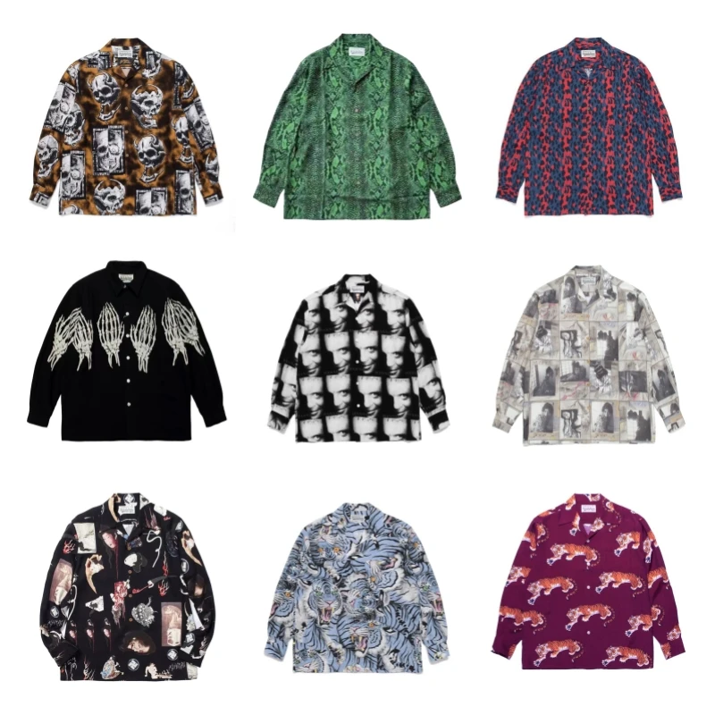 

Multicolour Hawaii WACKO MARIA Shirt Best Quality Cuban Neck Mens Womens WACKO MARIA Long Sleeve Shirt Tops