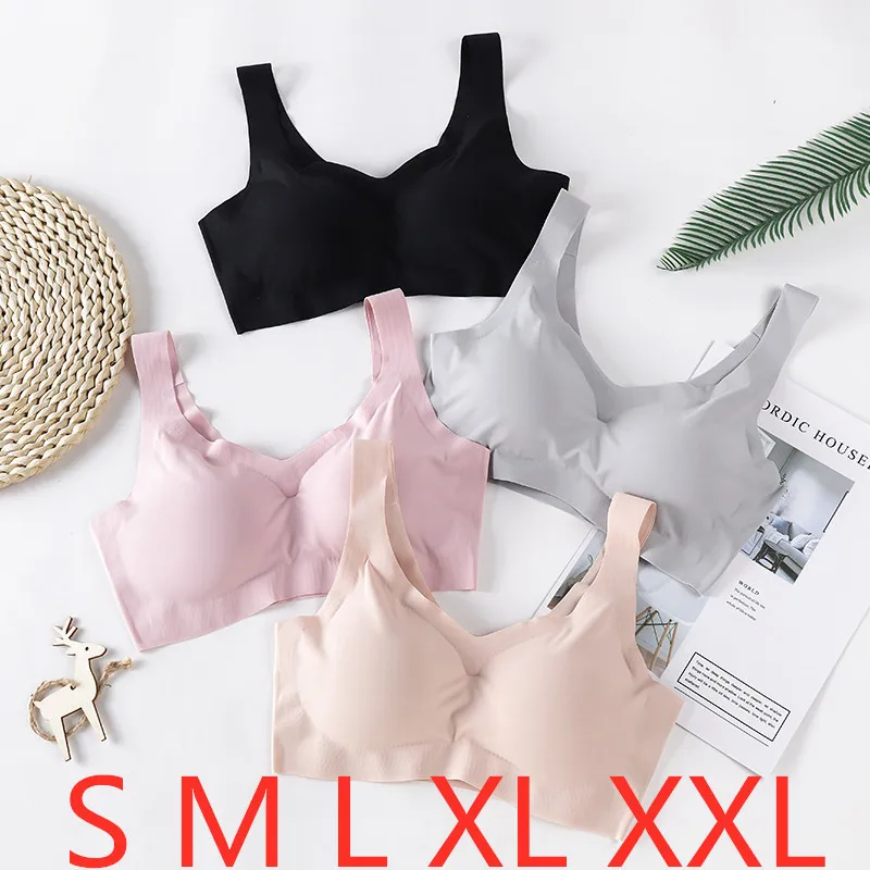 

Women Lingerie Bralette Sexy Underwear Comfor Soft Wireless Female Quality Cotton Wire Free Push Up bra Ice silk Seemless S-XXL