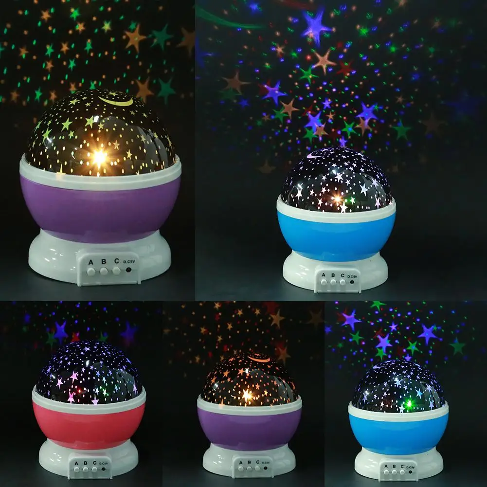 

Светодиодный проектор Starry Light s, звезда, луна, Ночной светильник, небо, вращающийся, на батарейках, носветильник светильник для спальни, лампа...