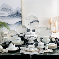 new chinese bone china bowls plates spoons tableware set jiangnan style household ceramics housewarming wedding gifts
