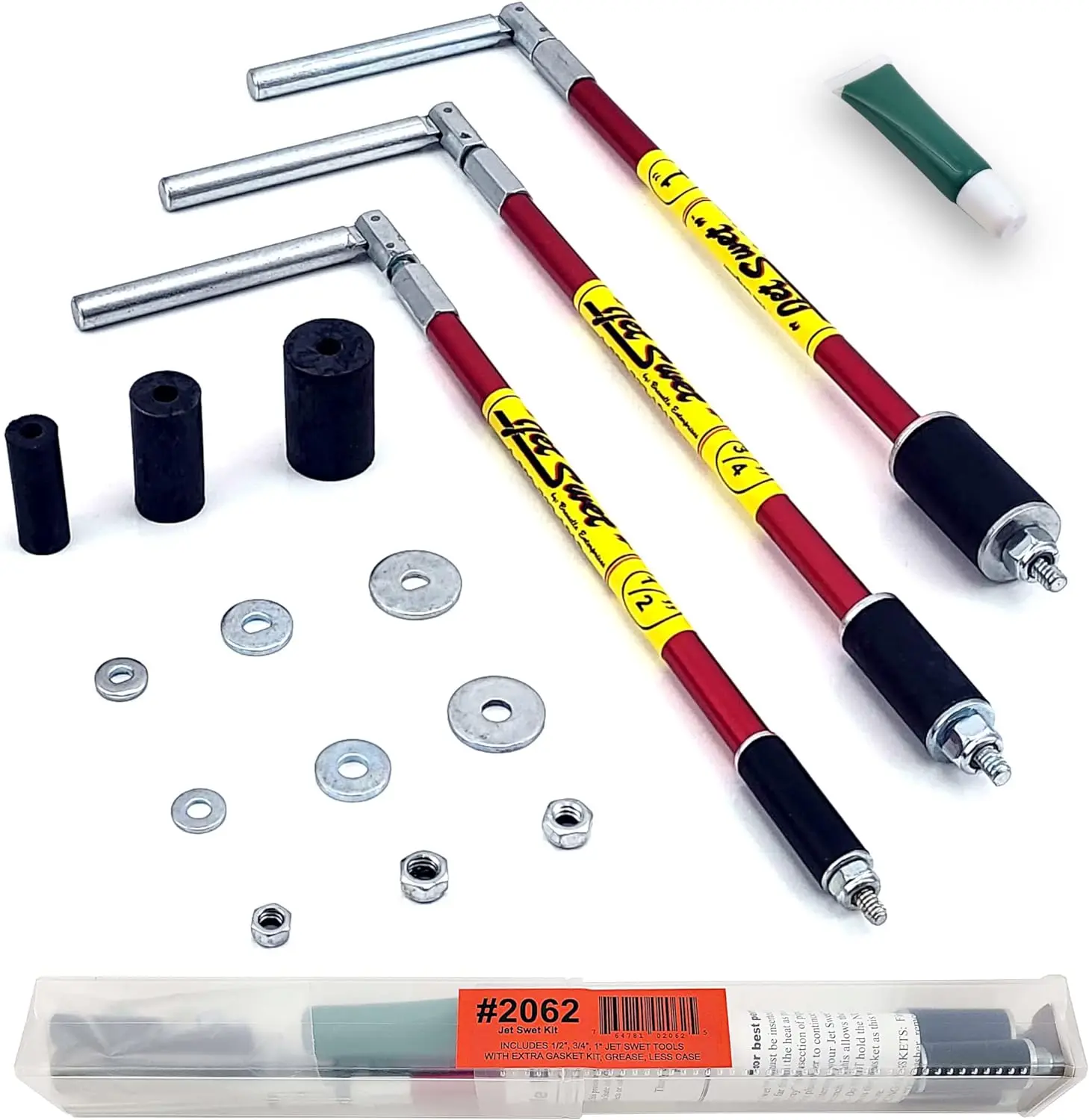 

Swet 2062 Kit - Sizes 1/2", 3/4" and 1" Jet Swets (3 Tools) + Set of Gasket Parts and Waterproof Grease | Plumbing
