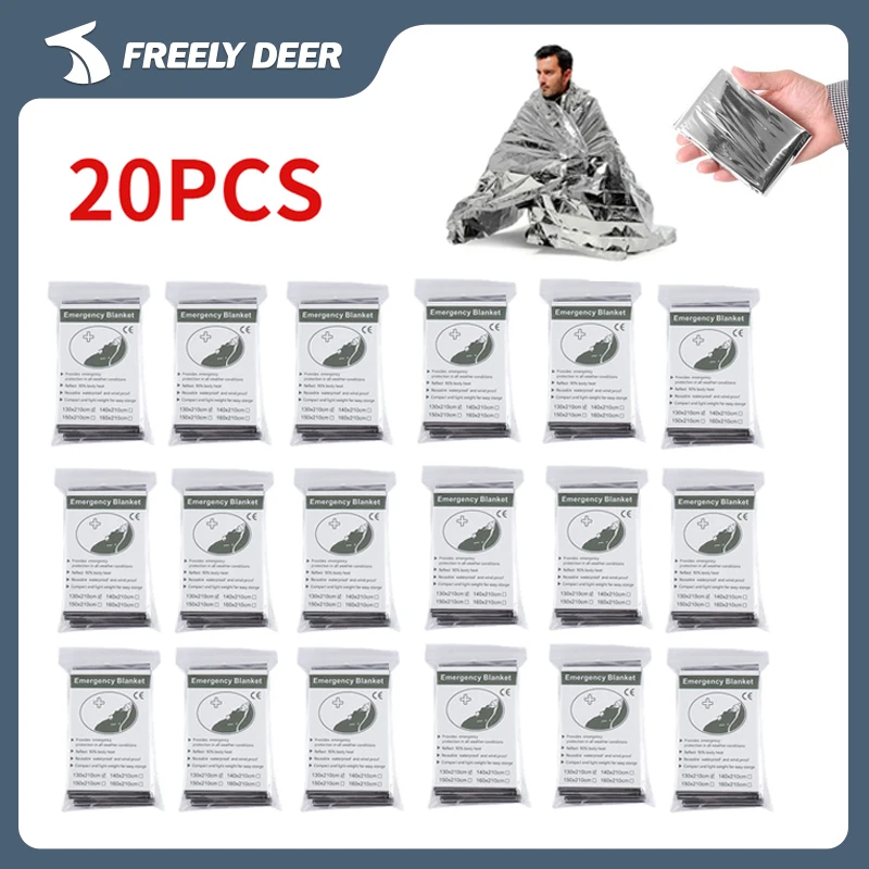 

Outdoor Emergency Survival Blanket Windproof Waterproof Foil Thermal Blanket Hiking Survival First Aid Bag Military Rescue Kit