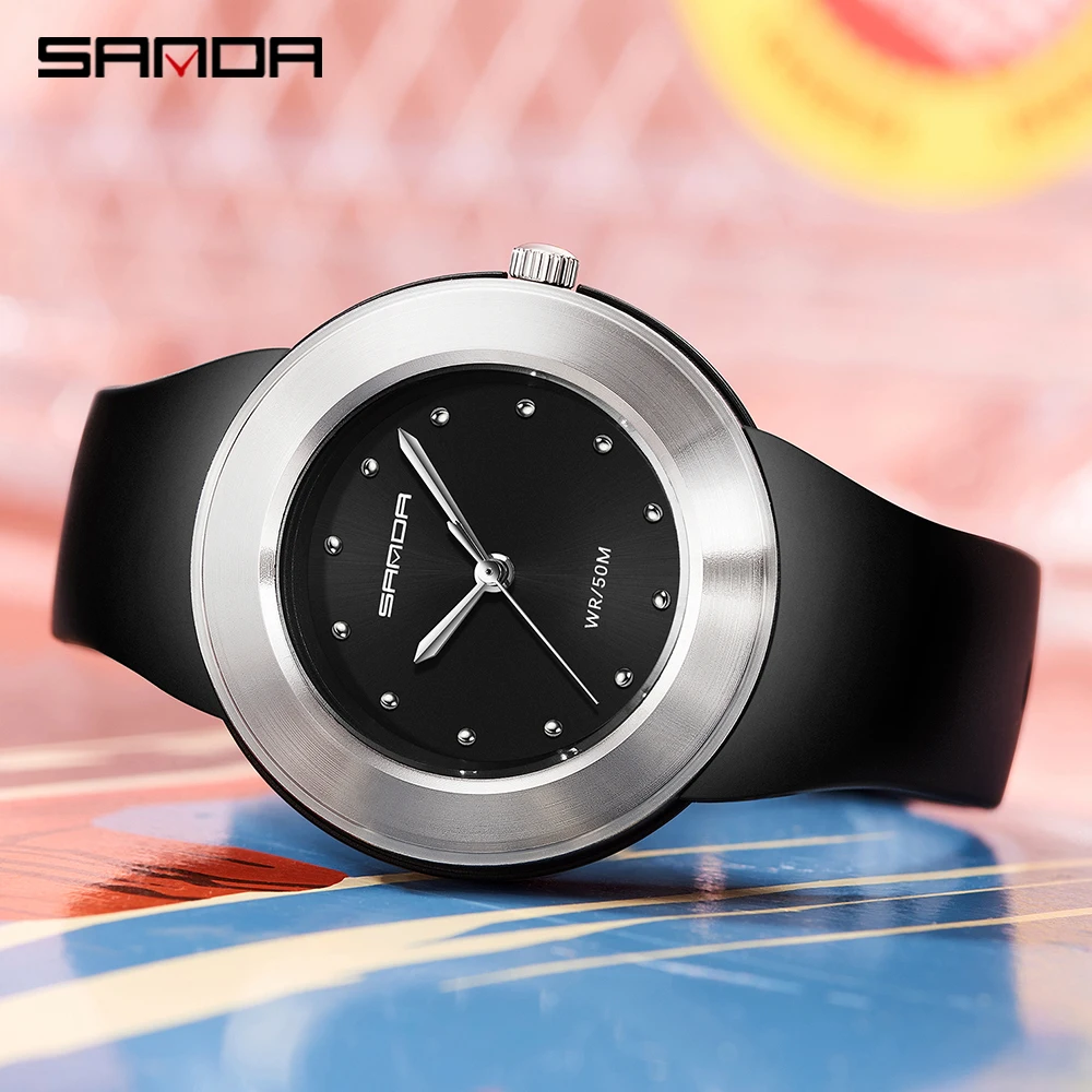 SANDA Quartz Watch For Women Casual Clock 2023 Brand New Genuine Watches Fashion Rose Gold Case 30M Waterproof Reloj Mujer 3119