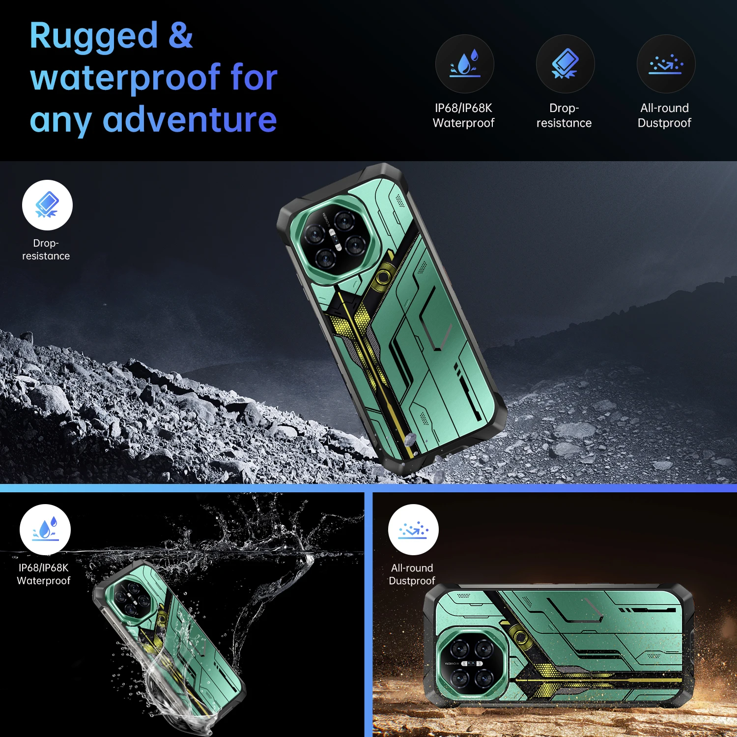 [Мировая премьера] Прочный смартфон IVMI Durable S26, 24 ГБ ОЗУ + 128 ГБ ПЗУ, 90 Гц, 7,2-дюймовый HD+ экран, Android 15, основная камера 108 МП, аккумулятор 10000 мАч (art.: 3920d340eaa07) - 3920d340eaa07