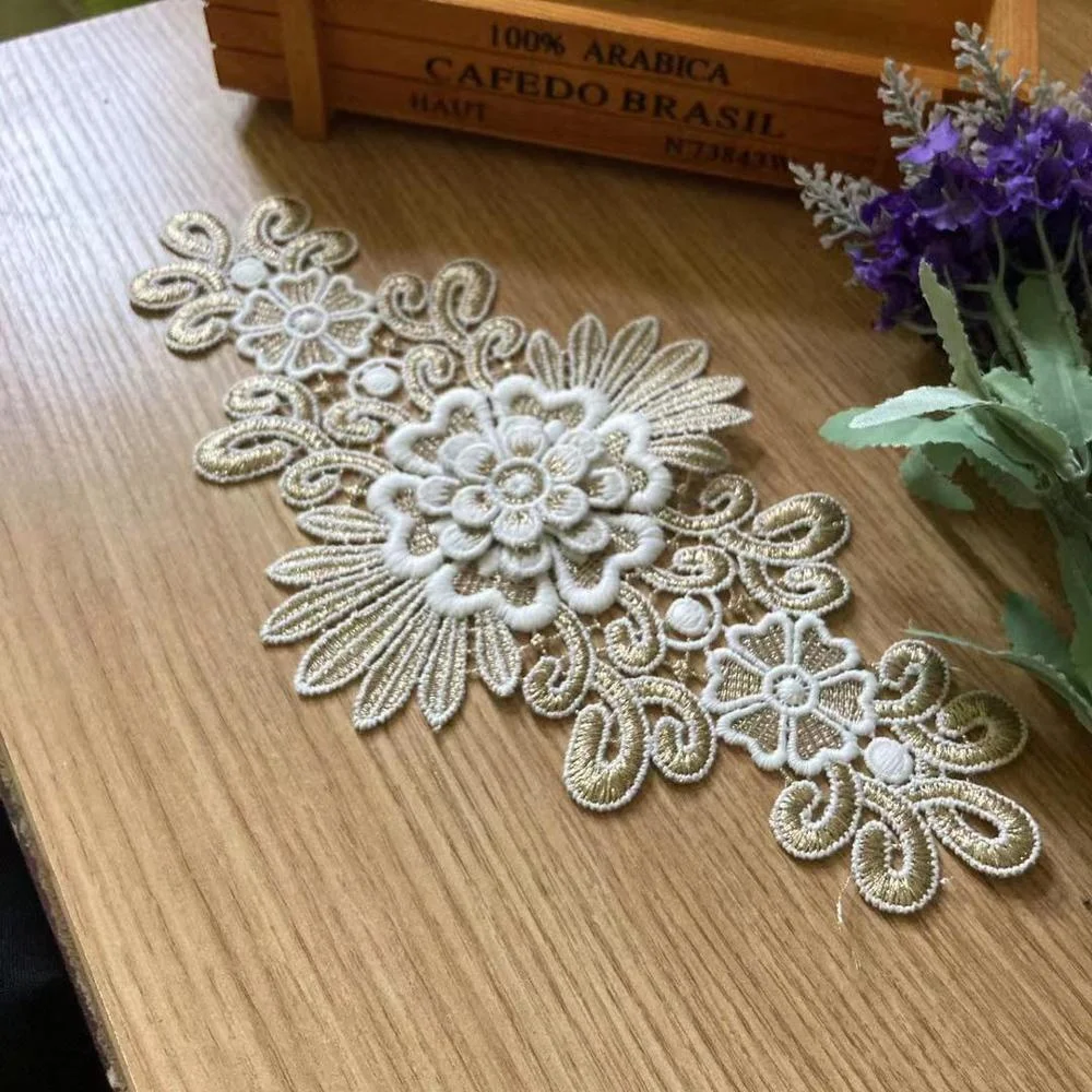 

14*27 cm Flower Lace Applique Trim for Sofa Curtain Towel Bed Cover Trimmings Home Textiles Applique DIY Cloth Polyester Mesh