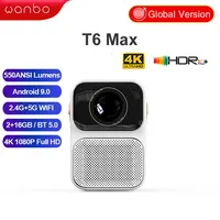 Global Version Wanbo 4K Projector T6 Max Android 9.0 LED 550 ANSI Smart TV Netflix Auto Focus Keystone Correction Home Theate